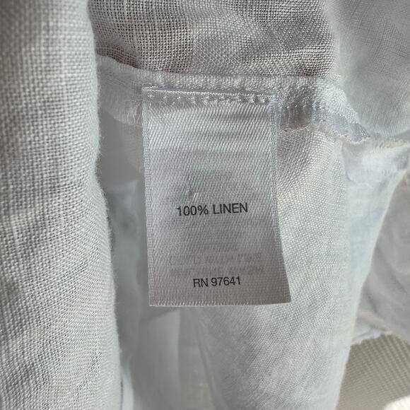 J JILL LOVE LINEN BUTTON FRONT TAB SLEEVE TUNIC BLOUSE WHITE 2x Cruise Vacation - Picture 6 of 9